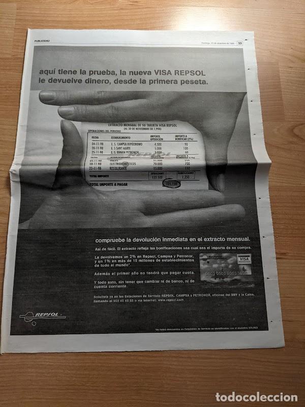 Sammelleidenschaft Andere Papierartikel: ANUNCIO PRENSA VISA REPSOL 1998