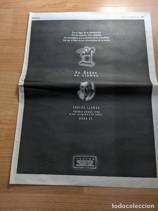 Sammelleidenschaft Andere Papierartikel: ANUNCIO PRENSA CADENA SER 1998