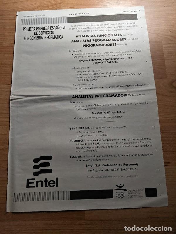 Paper Collecting Others: ANUNCIO PRENSA ENTEL 1990