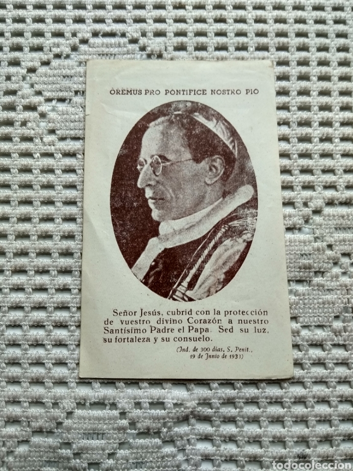 Otros Art&iacute;culos de Coleccionismo en Papel: ESTAMPA ORACI&Oacute;N POR P&Iacute;O XII . 1947. D&Iacute;A DEL PAPA