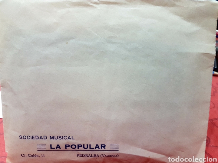 Otros Art&iacute;culos de Coleccionismo en Papel: Sobre de la Sociedad Musical La Popular, de Pedralba, Valencia. A&ntilde;os 60