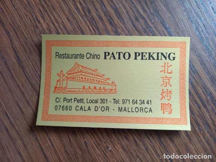 Outros artigos de papel: tarjeta de visita de publicidad, restaurante chino Pato Peking, Cala D'Or, Mallorca.