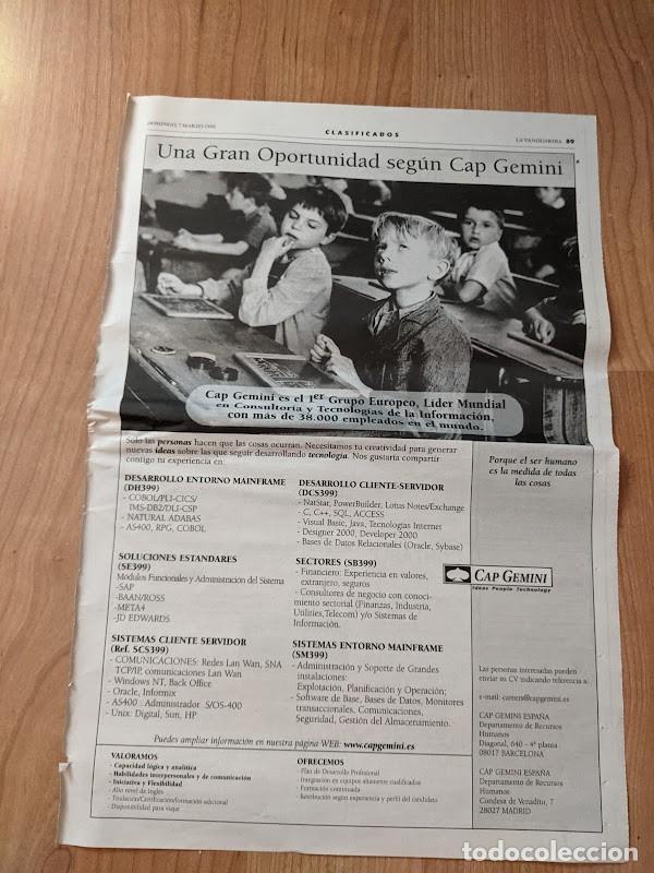 Collectionnisme Papier divers: ANUNCIO PRENSA CAP GEMINI 1999