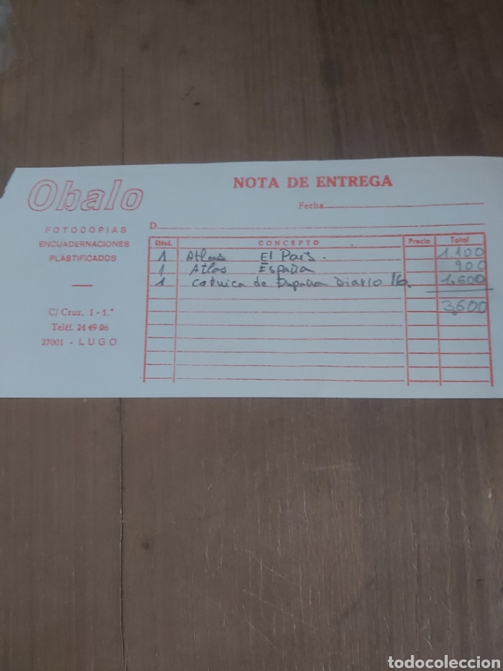 Collectionnisme Papier divers: LUGO OBALO LIBRERIA FACTURA CALLE CRUZ 1.