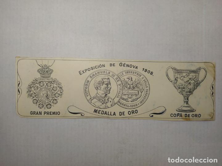 Sammelleidenschaft Andere Papierartikel: GRAN PREMIO MEDALLA DE ORO COPA DE ORO-EXPOSICION GENOVA 1908-ORIGINAL PUBLICIDAD-VER FOTOS-(K-6535)