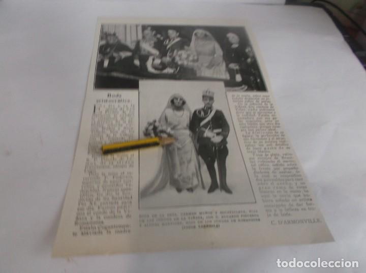 Otros Art&iacute;culos de Coleccionismo en Papel: RECORTE A&Ntilde;O 1922-(BODA ARISTOCR&Aacute;TICA,CARMEN MU&Ntilde;OZ Y ROCA-TALLADA EDUARDO FIGUEROA Y ALONSO-MART&Iacute;NEZ