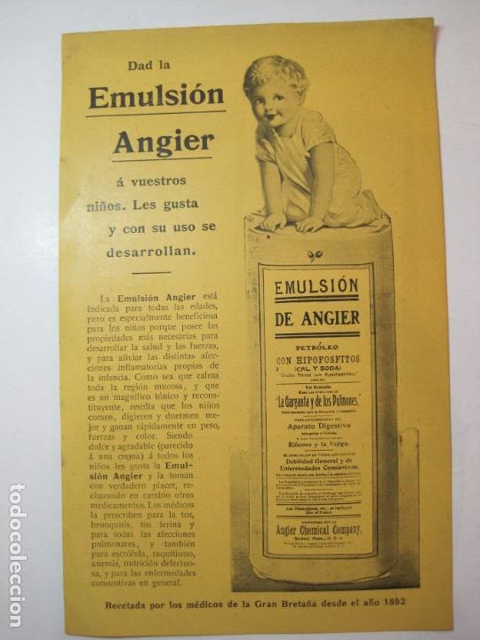 Sammelleidenschaft Andere Papierartikel: EMULSION ANGIER-PUBLICIDAD ANTIGUA-VER FOTOS-(K-6566)
