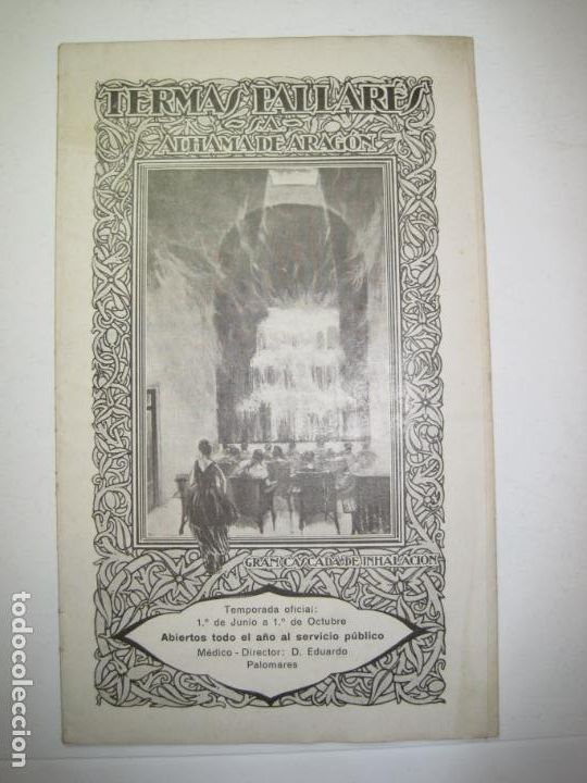 Altri oggetti di carta: ALHAMA DE ARAGON-TERMAS PALLARES-PUBLICIDAD ANTIGUA-VER FOTOS-(K-6575)