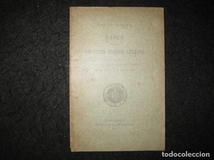 Outros artigos de papel: UNIO CATALANISTA-BASES PER LA CONSTITUCIO REGIONAL CATALANA-ANY 1900-VER FOTOS-(K-6600)
