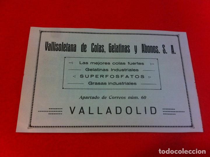 Collectionnisme Papier divers: HOJA DE LA VIDA GR&Aacute;FICA ESPA&Ntilde;OLA. A&Ntilde;O 1929. VALLISOLETANA DE COLAS, GELATINAS Y ABONOS...