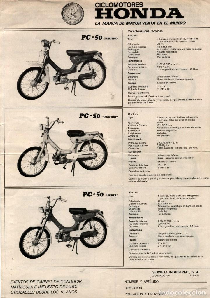 Otros art&iacute;culos de coleccionismo en papel: CAT&Aacute;LOGO CICLOMOTORES HONDA 1974