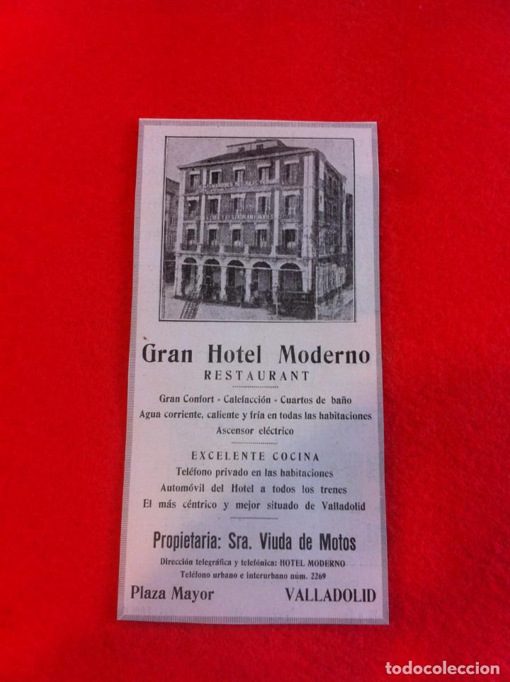 Sammelleidenschaft Andere Papierartikel: ANUNCIO DE LA VIDA GR&Aacute;FICA ESPA&Ntilde;OLA. A&Ntilde;O 1929. GRAN HOTEL MODERNO. VALLADOLID.