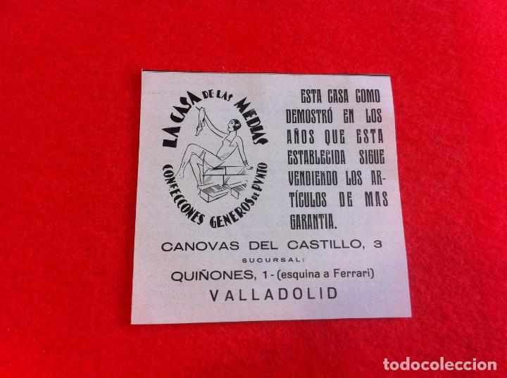 Collectionnisme Papier divers: ANUNCIO DE LA VIDA GR&Aacute;FICA ESPA&Ntilde;OLA. A&Ntilde;O 1929. LA CASA DE LAS MEDIAS. VALLADOLID.