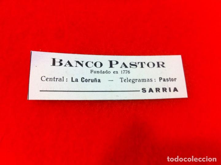 Paper Collecting Others: ANUNCIO DE LA VIDA GR&Aacute;FICA ESPA&Ntilde;OLA. A&Ntilde;O 1929. BANCO PASTOR. SARRIA (LUGO)