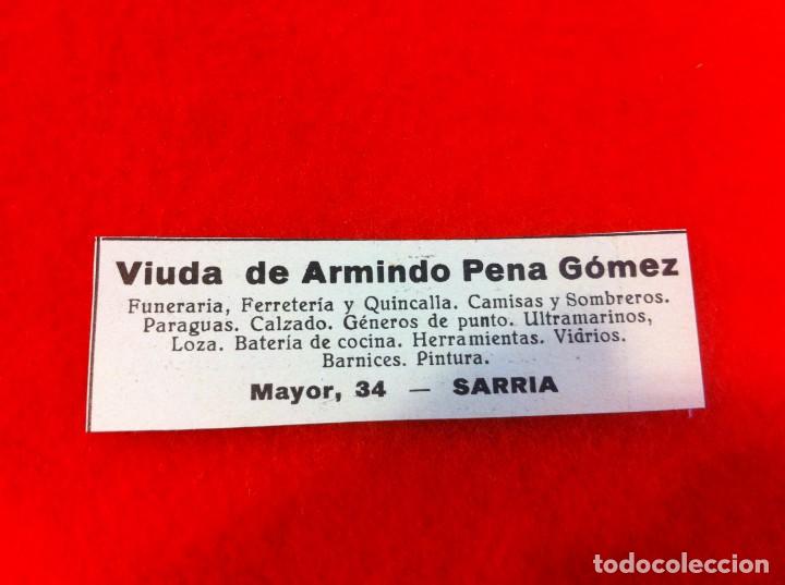Sammelleidenschaft Andere Papierartikel: ANUNCIO DE LA VIDA GR&Aacute;FICA ESPA&Ntilde;OLA. A&Ntilde;O 1929. VIUDA DE ARMINDO PENA G&Oacute;MEZ. SARRIA (LUGO)