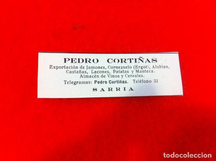 Paper Collecting Others: ANUNCIO DE LA VIDA GR&Aacute;FICA ESPA&Ntilde;OLA. A&Ntilde;O 1929. PEDRO CORTI&Ntilde;AS. JAMONES. SARRIA (LUGO)