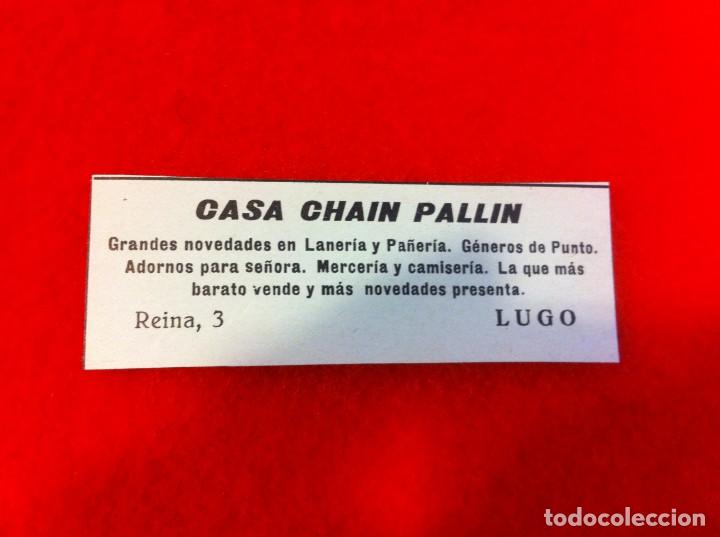 Sammelleidenschaft Andere Papierartikel: ANUNCIO DE LA VIDA GR&Aacute;FICA ESPA&Ntilde;OLA. A&Ntilde;O 1929. CASA CHAIN PALLIN. LUGO