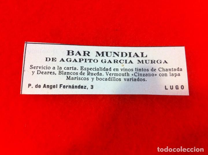 Sammelleidenschaft Andere Papierartikel: ANUNCIO DE LA VIDA GR&Aacute;FICA ESPA&Ntilde;OLA. A&Ntilde;O 1929. BAR MUNDIAL DE AGAPITO MURGA. LUGO