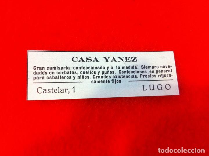 Paper Collecting Others: ANUNCIO DE LA VIDA GR&Aacute;FICA ESPA&Ntilde;OLA. A&Ntilde;O 1929. CAMISER&Iacute;A CASA Y&Aacute;&Ntilde;EZ. LUGO