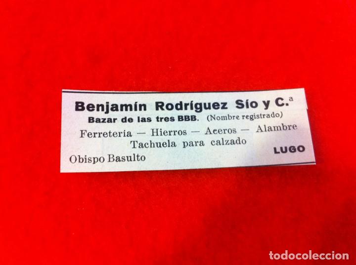 Sammelleidenschaft Andere Papierartikel: ANUNCIO DE LA VIDA GR&Aacute;FICA ESPA&Ntilde;OLA. A&Ntilde;O 1929. BAZAR DE LAS TRES BBB. BENJAM&Iacute;N RODR&Iacute;GUEZ. LUGO