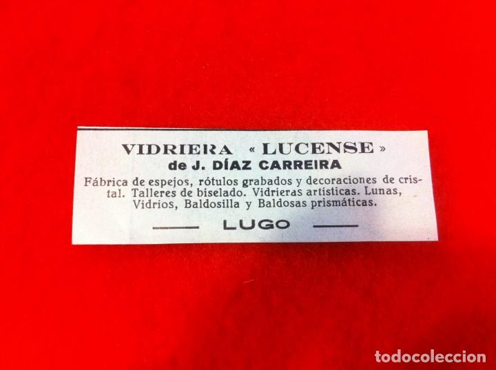 Paper Collecting Others: ANUNCIO DE LA VIDA GR&Aacute;FICA ESPA&Ntilde;OLA. A&Ntilde;O 1929. VIDRIER&Iacute;A LUCENSE DE J. D&Iacute;AZ CARREIRA. LUGO