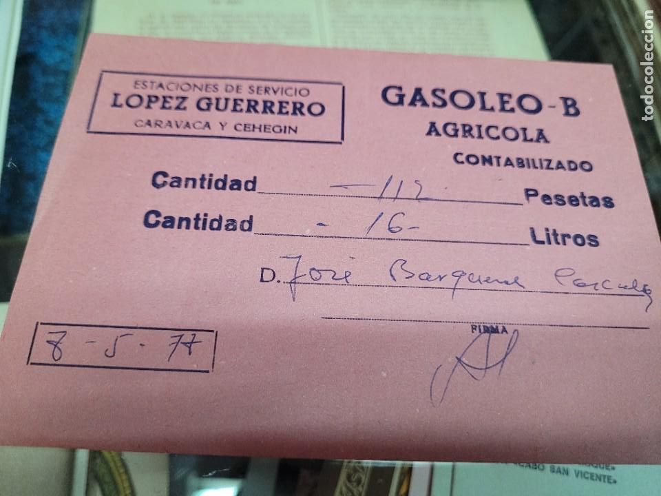 Sammelleidenschaft Andere Papierartikel: ESTACIONES DE SERVICIO LOPEZ GUERRERO CEHEGIN CARAVACA MURCIA 1977