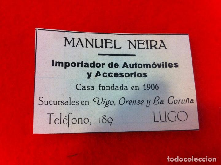Paper Collecting Others: ANUNCIO DE LA VIDA GR&Aacute;FICA ESPA&Ntilde;OLA. A&Ntilde;O 1929. MANUEL NEIRA. AUTOM&Oacute;VILES. LUGO