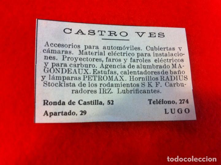 Sammelleidenschaft Andere Papierartikel: ANUNCIO DE LA VIDA GR&Aacute;FICA ESPA&Ntilde;OLA. A&Ntilde;O 1929. CASTRO VES. ACCESORIOS AUTOM&Oacute;VILES. LUGO