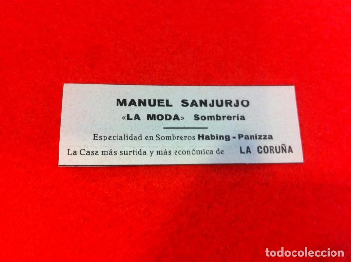 Outros artigos de papel: ANUNCIO DE LA VIDA GR&Aacute;FICA ESPA&Ntilde;OLA. A&Ntilde;O 1929. MANUEL SANJURJO. LA MODA. SOMBRER&Iacute;A. CORU&Ntilde;A