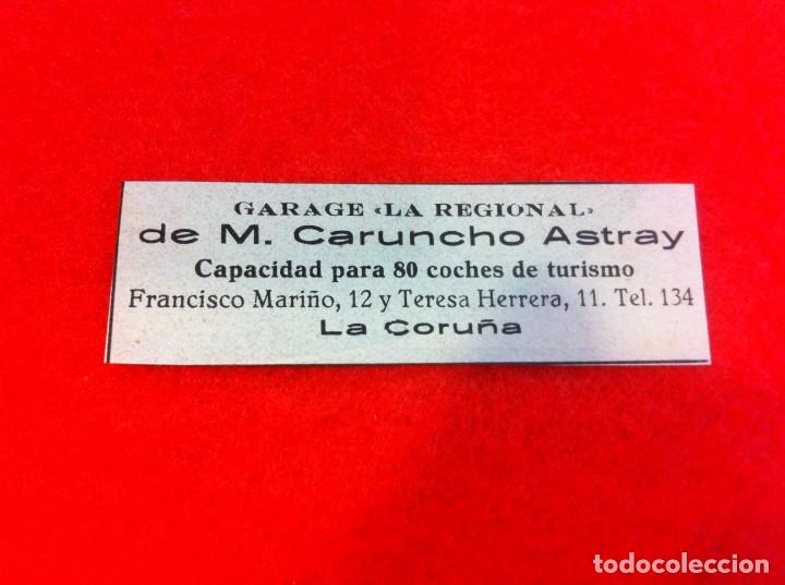Outros artigos de papel: ANUNCIO DE LA VIDA GR&Aacute;FICA ESPA&Ntilde;OLA. A&Ntilde;O 1929. GARAJE LA REGIONAL DE CARUNCHO ASTRAY. CORU&Ntilde;A