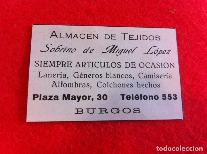 Outros artigos de papel: ANUNCIO DE LA VIDA GR&Aacute;FICA ESPA&Ntilde;OLA. A&Ntilde;O 1929. ALMAC&Eacute;N TEJIDOS SOBRINO DE MIGUEL L&Oacute;PEZ. BURGOS