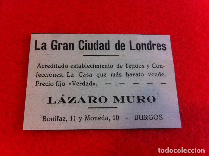 Outros artigos de papel: ANUNCIO DE LA VIDA GR&Aacute;FICA ESPA&Ntilde;OLA. A&Ntilde;O 1929. TEJIDOS LA GRAN CIUDAD DE LONDRES.L&Aacute;ZARO MURO. BURGOS