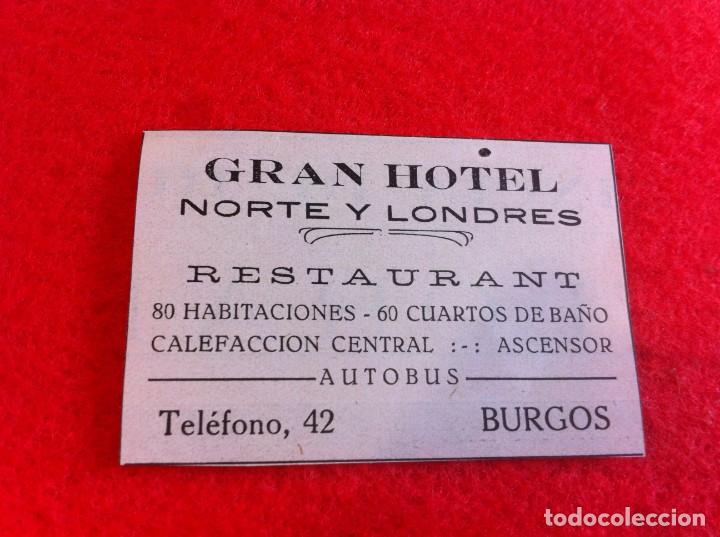 Outros artigos de papel: ANUNCIO DE LA VIDA GR&Aacute;FICA ESPA&Ntilde;OLA. A&Ntilde;O 1929. GRAN HOTEL NORTE Y LONDRES. BURGOS