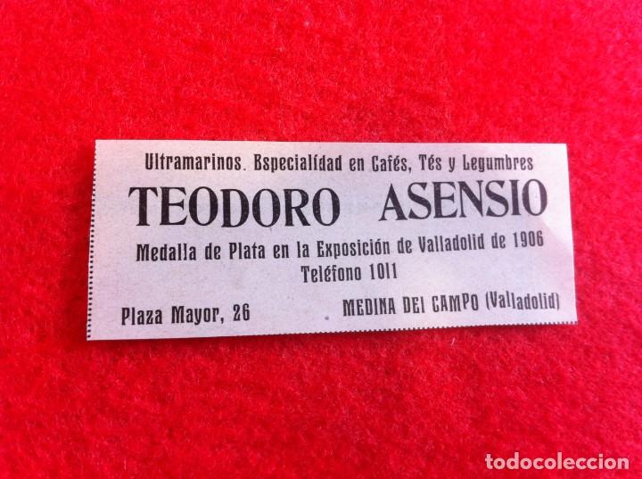 Outros artigos de papel: ANUNCIO DE LA VIDA GR&Aacute;FICA ESPA&Ntilde;OLA. A&Ntilde;O 1929. ULTRAMARINOS TEODORO ASENSIO. MEDINA DEL CAMPO