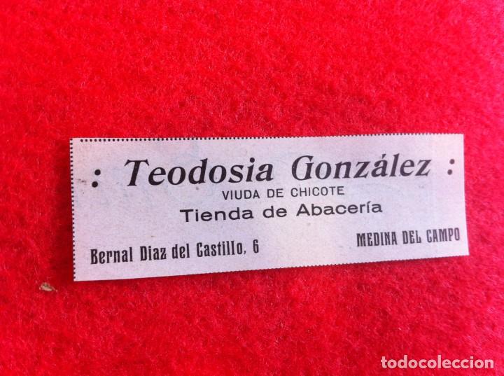 Collectionnisme Papier divers: ANUNCIO DE LA VIDA GR&Aacute;FICA ESPA&Ntilde;OLA. A&Ntilde;O 1929. TIENDA DE ABACER&Iacute;A. TEODOSIA... MEDINA DEL CAMPO