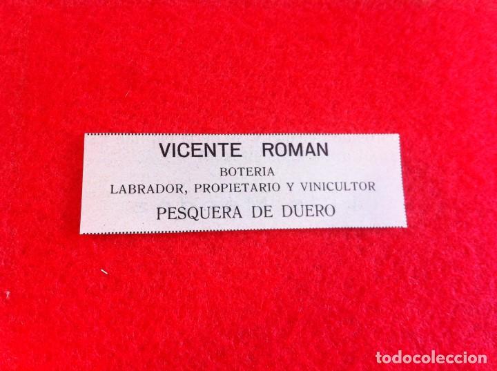 Collectionnisme Papier divers: ANUNCIO DE LA VIDA GR&Aacute;FICA ESPA&Ntilde;OLA. A&Ntilde;O 1929. BOTER&Iacute;A VICENTE ROM&Aacute;N.. PESQUERA DE DUERO