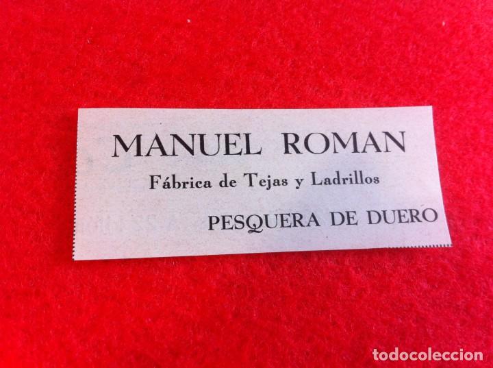 Outros artigos de papel: ANUNCIO DE LA VIDA GR&Aacute;FICA ESPA&Ntilde;OLA. A&Ntilde;O 1929. F&Aacute;BRICA DE TEJAS. MANUEL ROM&Aacute;N. PESQUERA DE DUERO
