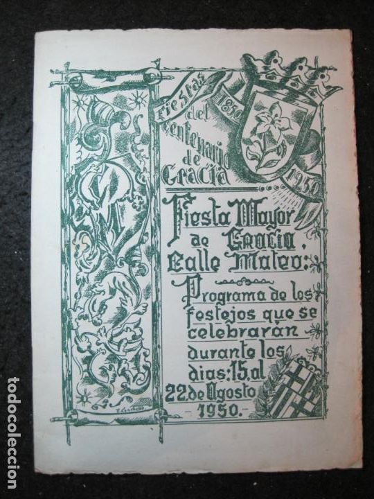 Outros artigos de papel: BARCELONA-GRACIA-CALLE MATEO-FIESTA MAYOR-PROGRAMA A&Ntilde;O 1950-VER FOTOS-(K-6619)