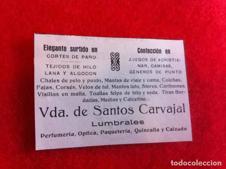 Paper Collecting Others: ANUNCIO DE LA VIDA GR&Aacute;FICA ESPA&Ntilde;OLA. 1929. VDA. DE SANTOS CARVAJAL. LUMBRALES