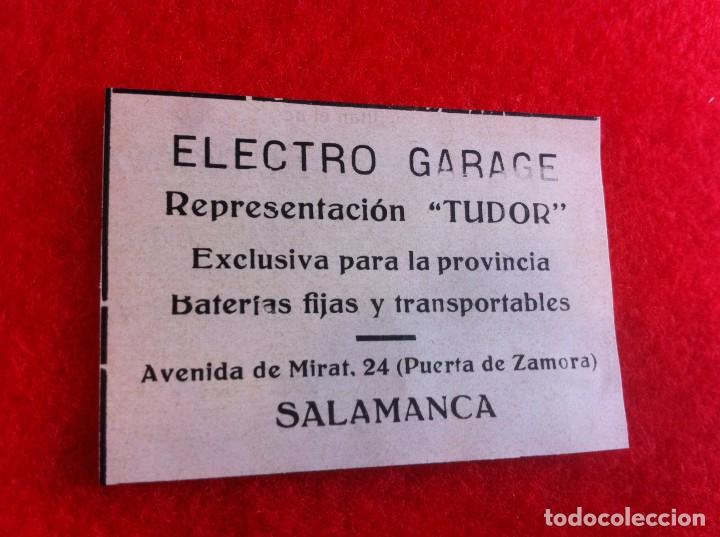 Collectionnisme Papier divers: ANUNCIO DE LA VIDA GR&Aacute;FICA ESPA&Ntilde;OLA. 1929. ELECTRO GARAJE. AVDA. MIRAT, 24. SALAMANCA