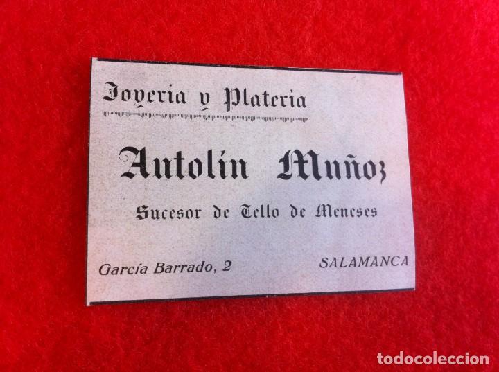 Collectionnisme Papier divers: ANUNCIO DE LA VIDA GR&Aacute;FICA ESPA&Ntilde;OLA. 1929. JOYER&Iacute;A Y PLATER&Iacute;A. ANTOL&Iacute;N MU&Ntilde;OZ. SALAMANCA