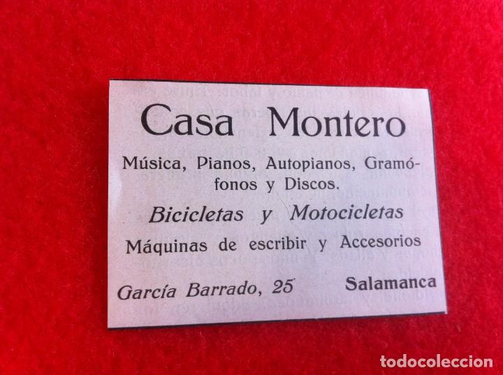 Paper Collecting Others: ANUNCIO DE LA VIDA GR&Aacute;FICA ESPA&Ntilde;OLA. 1929. BICICLETAS Y MOTOCICLETAS CASA MONTERO. SALAMANCA