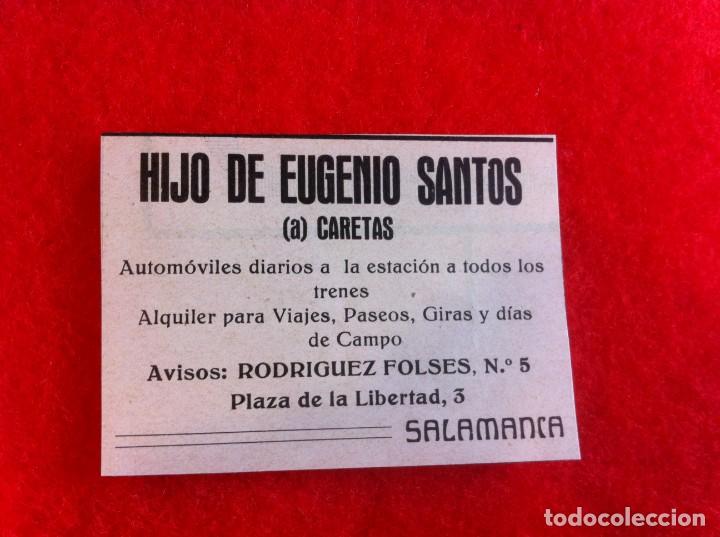 Sammelleidenschaft Andere Papierartikel: ANUNCIO DE LA VIDA GR&Aacute;FICA ESPA&Ntilde;OLA. 1929. AUTOM&Oacute;VILES. HIJO DE EUGENIO SANTOS. SALAMANCA