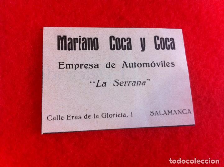 Paper Collecting Others: ANUNCIO DE LA VIDA GR&Aacute;FICA ESPA&Ntilde;OLA. 1929. AUTOM&Oacute;VILES LA SERRANA. MARIANO COCA Y COCA. SALAMANCA