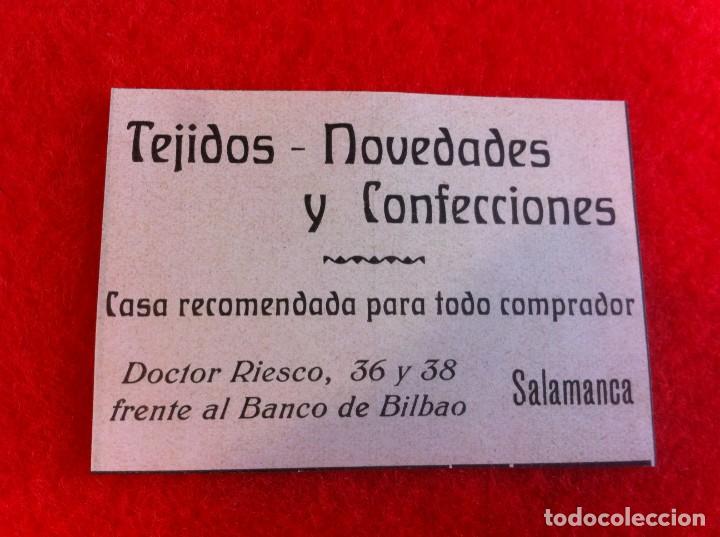 Collectionnisme Papier divers: ANUNCIO DE LA VIDA GR&Aacute;FICA ESPA&Ntilde;OLA. 1929. TEJIDOS-NOVEDADES. DOCTOR RIESCO, 36 Y 38. SALAMANCA