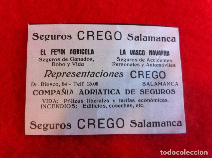 Sammelleidenschaft Andere Papierartikel: ANUNCIO DE LA VIDA GR&Aacute;FICA ESPA&Ntilde;OLA. 1929. SEGUROS CREGO. SALAMANCA