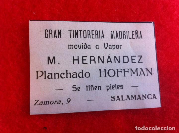 Collectionnisme Papier divers: ANUNCIO DE LA VIDA GR&Aacute;FICA ESPA&Ntilde;OLA. 1929. TINTORER&Iacute;A M. HERN&Aacute;NDEZ. PLANCHADO HOFFMAN. SALAMANCA