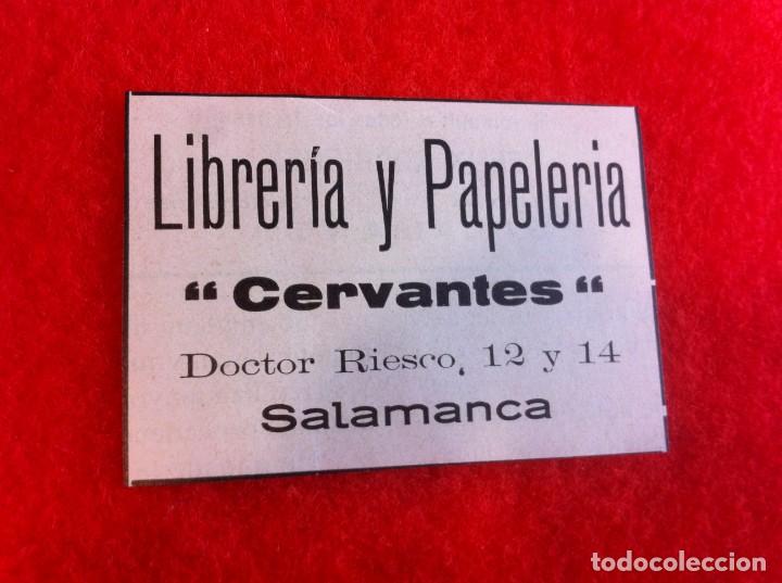 Outros artigos de papel: ANUNCIO DE LA VIDA GR&Aacute;FICA ESPA&Ntilde;OLA. 1929. LIBRER&Iacute;A Y PAPELER&Iacute;A CERVANTES. SALAMANCA