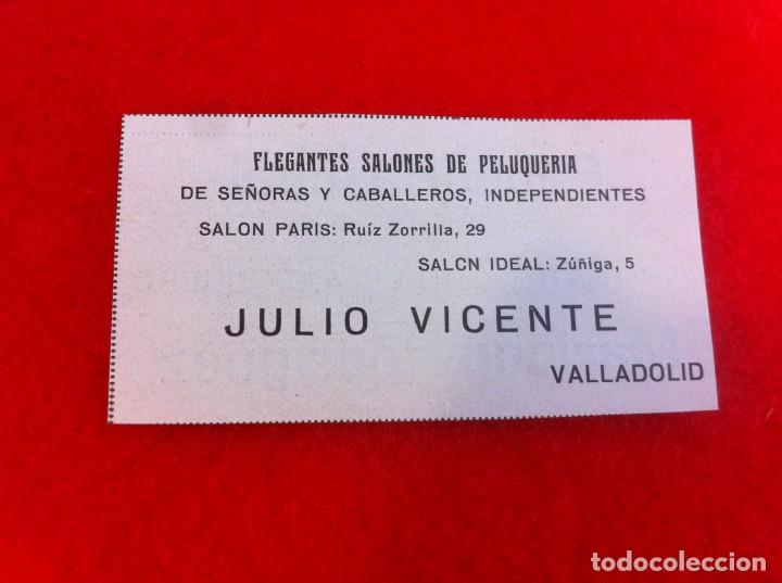 Collectionnisme Papier divers: ANUNCIO DE LA VIDA GR&Aacute;FICA ESPA&Ntilde;OLA. 1929. PELUQUER&Iacute;A JULIO VICENTE. VALLADOLID
