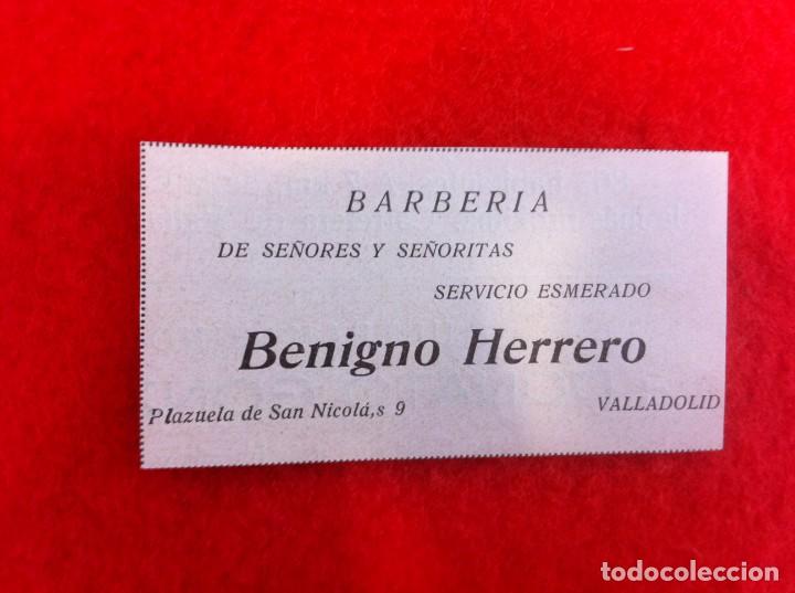 Collectionnisme Papier divers: ANUNCIO DE LA VIDA GR&Aacute;FICA ESPA&Ntilde;OLA. 1929. BARBER&Iacute;A BENIGNO HERRERO. VALLADOLID